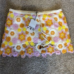 Zara Floral Lace Skirt - Multicolor